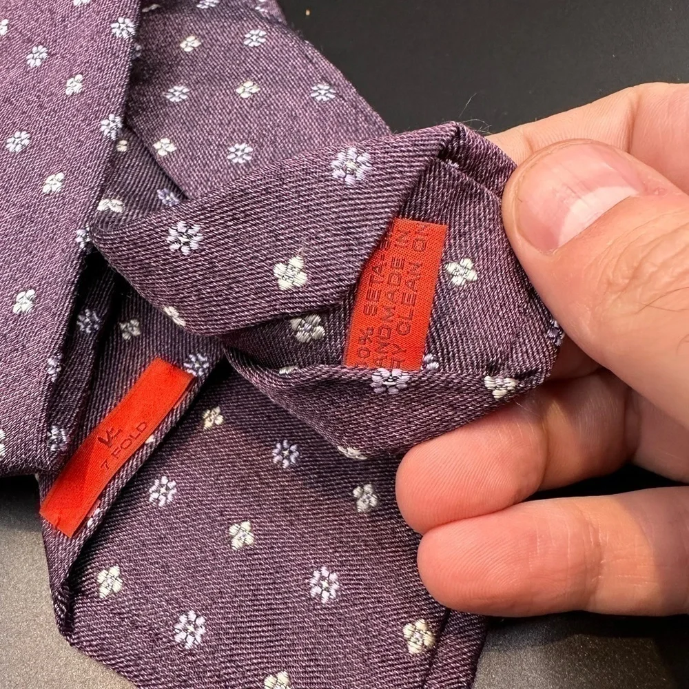 ISAIA Purple Silk Medallion Tie